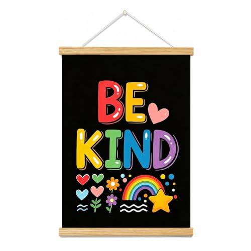 BAEMEFLE Multicultural Diversity Safe Space Poster Inspirational Kindness Wall Art Classroom Bulletin Board Decor for School Office，Be Kind：Framed：12" L x 16" W - color: Be Kind, size: 16"L x 12"W