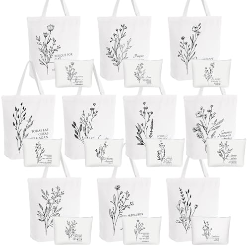Paterr 20 Pcs Christian Tote Makeup Bag - color: White, style: Boho Spanish