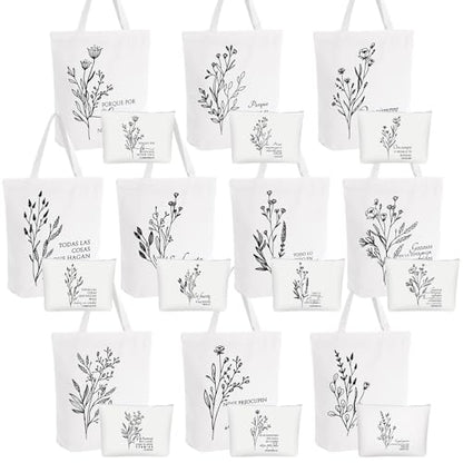 Paterr 20 Pcs Christian Tote Makeup Bag - color: White, style: Boho Spanish