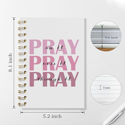 WFSM Prayer Journal, Pink Preppy Notebook - Pray on It Pray over It Pray Through It, Christian Gifts Journal, Daily Prayer Journal, Christian Journal, Christian Notebook for Women, 5.5x8.3 Inches - color: Pink