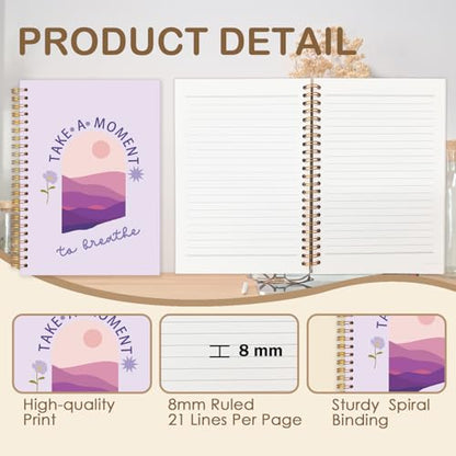 FDHSPAAM Purple Mental Health Spiral Journal Notebook 5.5x8.3in, Take A Moment to Breathe Inspirational Notebooks for Note Taking, Therapy Office Must Haves, Hardcover Notebook Journal - color: Boho-Purple