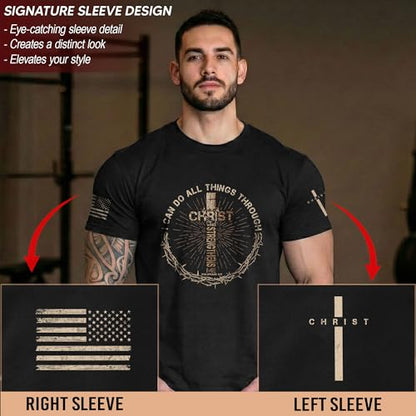 I Can Do All Things Through Christ, Jesus Shirts Men 2 - color: Dark-heather, size: Small