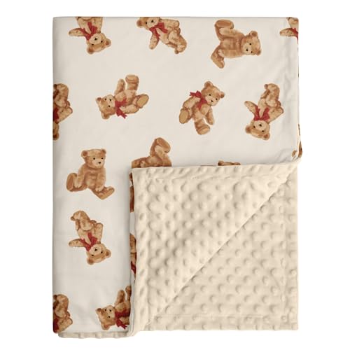 Fleece Baby Blankets for Girls & Boys, Infant Toddler Blanket - color: Beige Bear