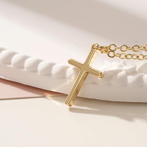 Turandoss 14K Gold Plated Cross Necklaces for Women Girls Jewelry Gifts - color: 14k gold cross necklace