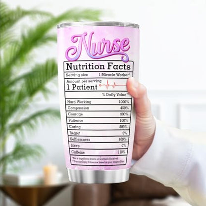 Nurse Appreciation Gift 20oz Tumbler, Floral Medical Design, Stainless Steel Insulated Cup with Nutrition Facts Graphic, Ideal for RN LPN CNA Graduation Week or Thank You Present - color: Nurse Life M8