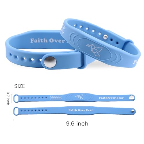 2 Pack Bible Verse Bracelets Daily Jesus Bracelets Christian Gospel Scripture Bracelet Faith Over Fear and Style Combined Inspirational Religious Gifts for Men and Women (Faith Over Fear-Blue)