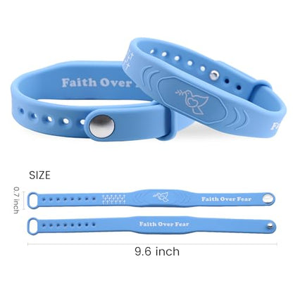 2 Pack Bible Verse Bracelets Daily Jesus Bracelets Christian Gospel Scripture Bracelet Faith Over Fear and Style Combined Inspirational Religious Gifts for Men and Women (Faith Over Fear-Blue)