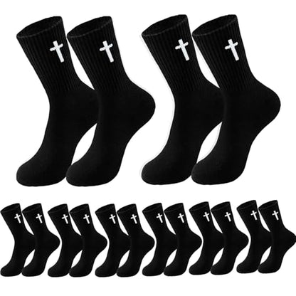 8 Pairs Cross Socks, Christian Socks for Men Women,US Size 6-12 - color: White - 8