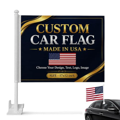 Custom Car Flag Pole by BCB Personalized Flag Banner Printed in USA - color: Car Flag