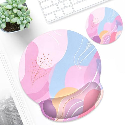 ITNRSIIET Ergonomic Mouse Pad with Wrist Support Wrist Rest Smooth Surface Non-Slip Rubber Base Comfortable Office Supplies Pain Relief, 9.8 x 9.1 inches, Art Style Pattern - color: A02-Art Style Pattern