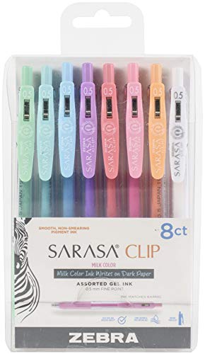 Zebra Pen SARASA Clip Retractable Gel Pen, Assorted Milk Color Ink, 8-Pack - color: Milk Assorted