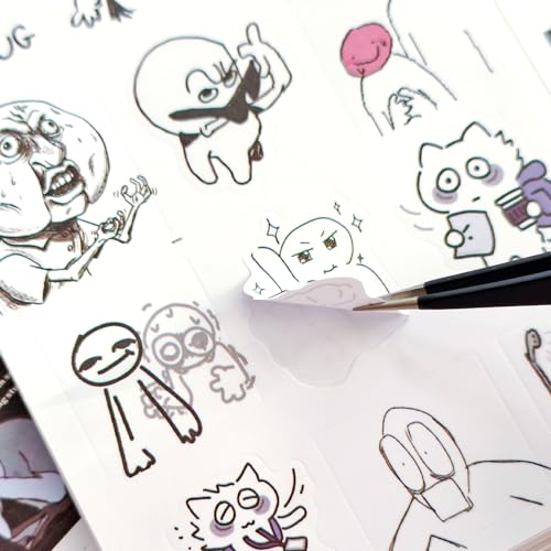 PRSTINCOL Meme Sticker Book, 36 Sheets 460+ Pcs, Black and White Funny Meme Stickers for Adults and Teens, Die Cut Vinyl Stickers for Journaling Scrapbooking DIY - color: Meme