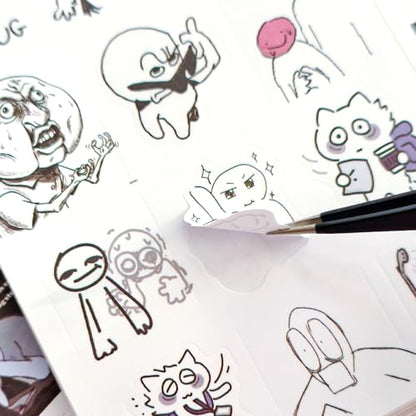 PRSTINCOL Meme Sticker Book, 36 Sheets 460+ Pcs, Black and White Funny Meme Stickers for Adults and Teens, Die Cut Vinyl Stickers for Journaling Scrapbooking DIY - color: Meme