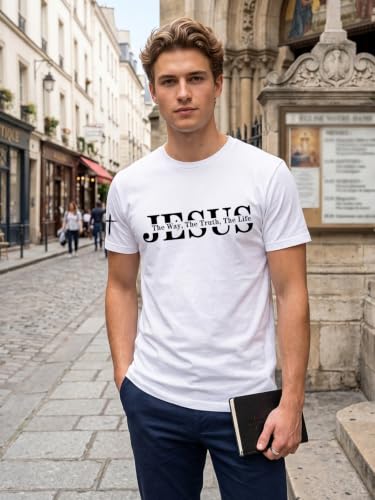 Christian Shirts for Men Jesus Faith Cross Tshirt Bible Verse Tee Tops - color: White-a, size: Medium