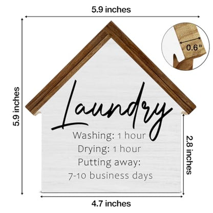 Laundry Room Decor, Washing Drying Putting Away House Shaped Wood Sign - color: loundry