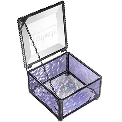 First Communion Gift Personalized Jewelry Box Engraved Keepsake Stained Glass J Devlin Box 899 EB218-2 (Purple) - color: Purple