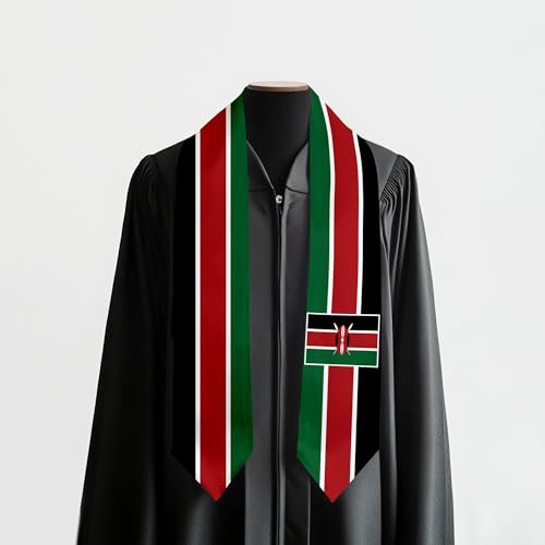Graduation Satin Sash Scarf 72" Stole - color: Kenya Flag