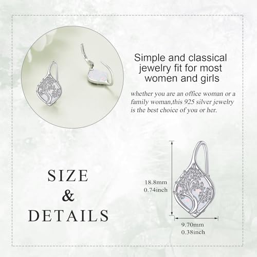 Celtic Trinity Knot Earrings for Women 925 Sterling Silver Triquetra Knot Leverback Abalone Shell Irish Jewelry Tree of Life Gift - style: opal tree of life