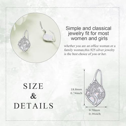 Celtic Trinity Knot Earrings for Women 925 Sterling Silver Triquetra Knot Leverback Abalone Shell Irish Jewelry Tree of Life Gift - style: opal tree of life