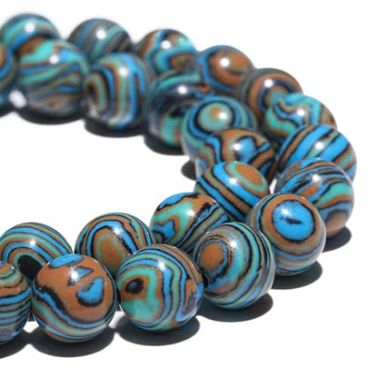 6mm Natural Blue Malachite Gemstone Beads Polished Round Smooth Stone Beads for Bracelets Jewelry Making 15inch Loose Beads - color: Blue Malachite, size: 6mm
