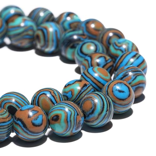 10mm Natural Blue Malachite Gemstone Beads Polished Round Smooth Stone Beads for Bracelets Jewelry Making 15inch Loose Beads - color: Blue Malachite, size: 10mm