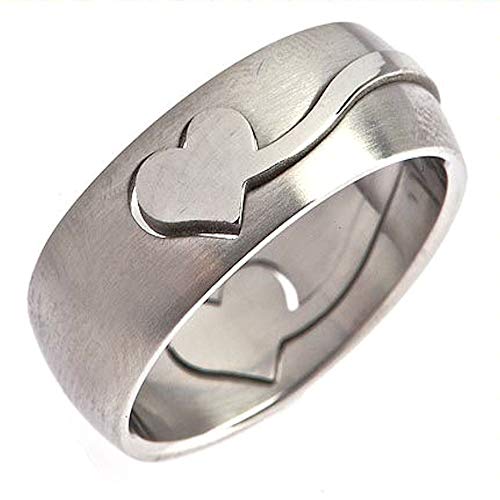 Stainless Steel Bands with Different Designs to Choose from, including Heart, Butterfly, Foot, Gold Plated Stars, Star of David or Musical Note in 6mm or 8mm widths - color: Heart Insert-8mm