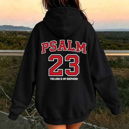 Christian Hoodies for Women Psalm 23 Sweatshirt Jesus Faith Hoodies Religious Bible Verse Graphic Hoodie Pullover - color: Black, size: Large