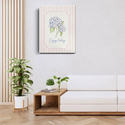BEASTZHENG Enjoy Today Purple Hydrangea Canvas Wall Art Farmhouse Decor - color: Enjoy today