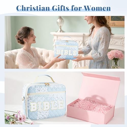 Personalized Initial Bible Cover Case for Women Bible Bag w/Study Supplies - color: Spliced Flower, size: Spliced Flower-Bible