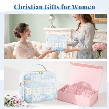 Personalized Initial Bible Cover Case for Women Bible Bag w/Study Supplies - color: Spliced Flower, size: Spliced Flower-Bible