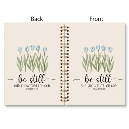 huester Christian Tulip Floral Notebook Journal, Be Still and Know That I Am God Religious Journal for Women, Bible Notebooks for Note Taking, Bible Hardcover Spiral Notebook, 5.5x8.3 Inch - color: Christian06