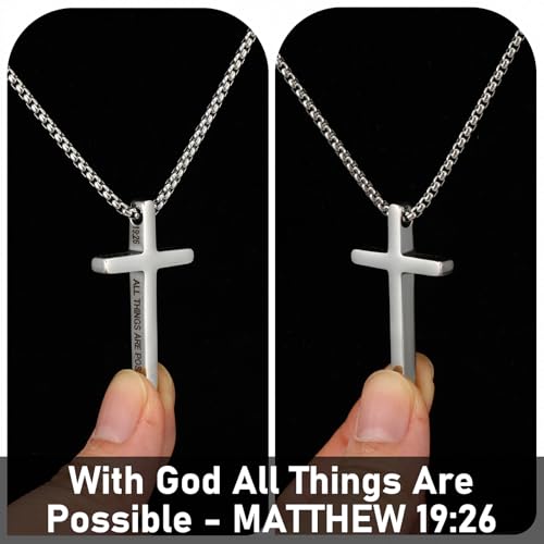 Kigeli 6 Pcs Cross Necklace Bracelet Set Christmas Couple Religious Gift