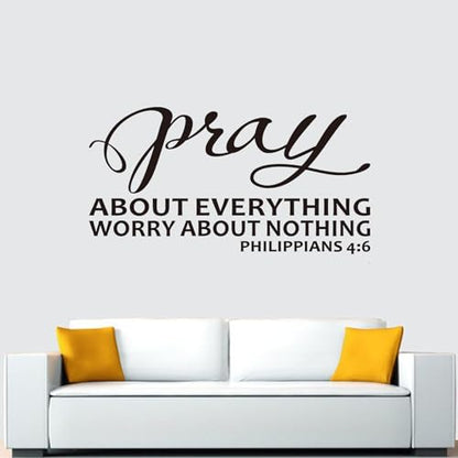Christian Wall Decals for Living Room: Bible Verse Quotes Bedroom Inspirational Vinyl Art Wall Stickers - Pray About Everything 36.2" X 19" - color: Pray About Everything, size: X-Large