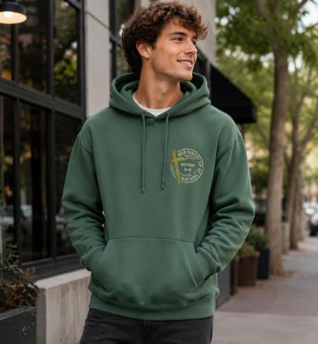 Christian Hoodies for Men Religious Faith Need Prayer Tap My Shoulder Shirt - color: Green, size: X-Large