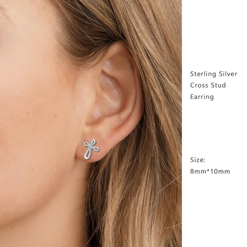 Rnivida 925 Sterling Silver Cross Stud Earrings for Women - color: Inifinity Cross