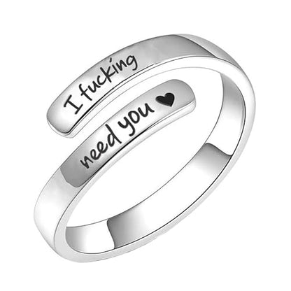 Faith Over Fear Cross Inspirational Rings for Women Daughter, Christian Blessed Hope Love Encouragement Rings Adjustable Open Tiny Purity Wrap Thumb Cross Ring Jewelry Graduation Cocktail Party - color: I fcking need you