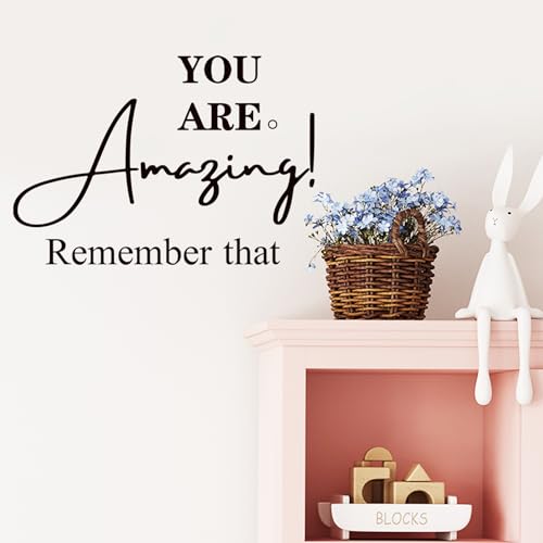 You are Amazing Inspirational Wall Decals Peel and Stick Removable Bedroom Decor for Women Motivational Wall Stickers & Murals Quotes for Girls Living Room Bathroom Office Dorm Kitchen Mirror - color: 02 Black You Are Amazing