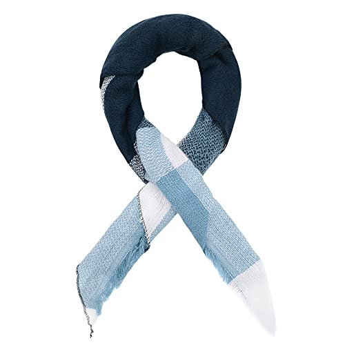 American Trends Scarfs for Women Winter Triangle Scarf Classic Plaid Warm Scarf Soft Scarves Knitted Wrap Shawl - color: Triangle Blue & White & Black