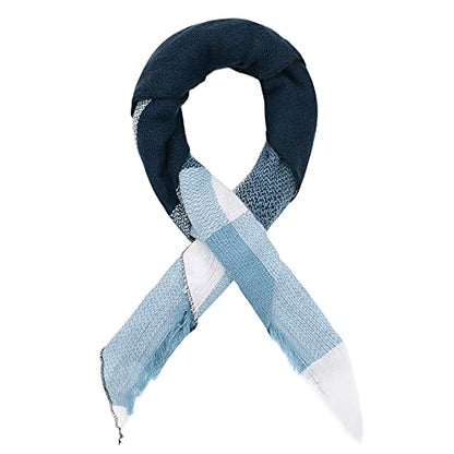 American Trends Scarfs for Women Winter Triangle Scarf Classic Plaid Warm Scarf Soft Scarves Knitted Wrap Shawl - color: Triangle Blue & White & Black