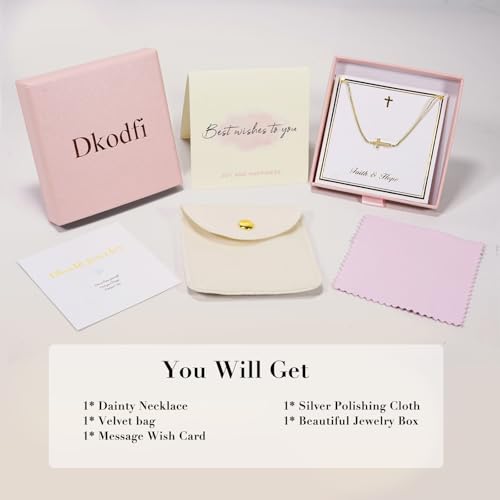 Cross Necklace for Women - Dainty 14K Gold Silver Plated Cross Necklace Choker Jewelry Cute Simple Small Trendy Non Tarnish Waterproof Faith Religious Jewelry Gift for Teenage - style: 09-Cross-Gold