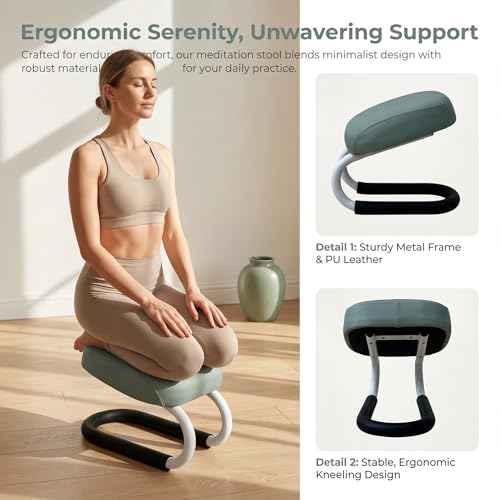 Colaxi Meditation Stool for Adults, Meditation Bench Kneeling Stool, Ergonomic Portable Chair with Anti Slip Cover, Adjustable Prayer Bench Seat for Home Studio Praying Yoga, Style A Blue - color: Style a Blue