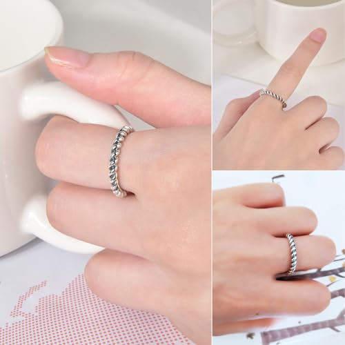 925 Sterling Silver Celtic Knot Open Adjustable Ring for Women Size 4-7 - color: One line twist