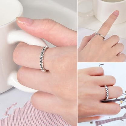 925 Sterling Silver Celtic Knot Open Adjustable Ring for Women Size 4-7 - color: One line twist