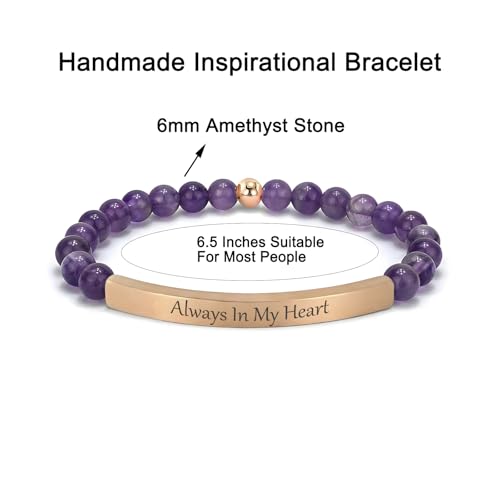 Amethyst Christian Bracelet for Women, 18K Gold Plated Bible Verse Jewelry, Inspirational Religious Faith Gift, Scripture Jewelry for Encouragement & Strength - color: ALWAYS IN MY HEART-Amethyst Rose Gold