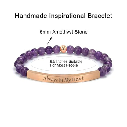 Amethyst Christian Bracelet for Women, 18K Gold Plated Bible Verse Jewelry, Inspirational Religious Faith Gift, Scripture Jewelry for Encouragement & Strength - color: ALWAYS IN MY HEART-Amethyst Rose Gold