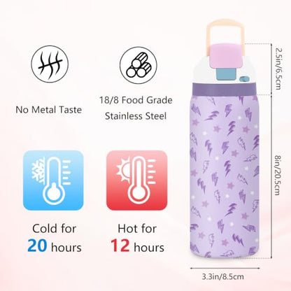 Purple 32oz Insulated Water Bottle, Women Gift, Handle and 2-in-1 Lid, 1PCS - color: Lightning-Purple