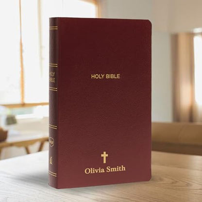 Personalized NKJV Small Print Bible for Adult, Name Engraved, Standard Size - color: Burgundy, style: New King James Version
