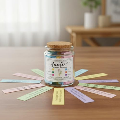 Bible Verse Jar for Aunt – 92 Color-Coded Scriptures - color: Bible For Auntie