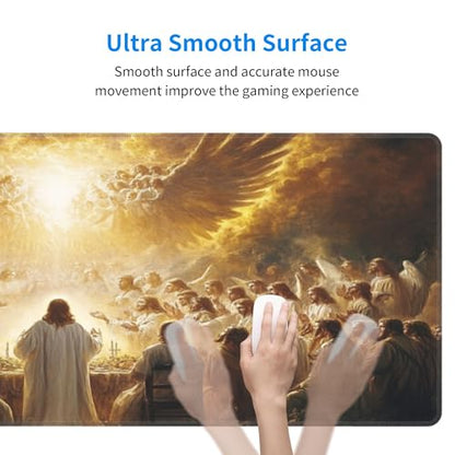 Jesus and The Faithful Mouse Pads for Desk,Classic Oil Painting Styles,Large Extended Full Desk Mouse pad,for Office,Computer,Keyboard,Laptop and Study,11.8x31.5x0.12 inch Large Design
