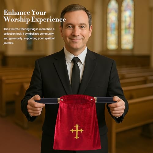 Church Tithe Offering Bags with Wooden Handles,Offering Baskets for Church with Handles for Churches Communion Supplies,Collection Basket for Church Offerings Accessories